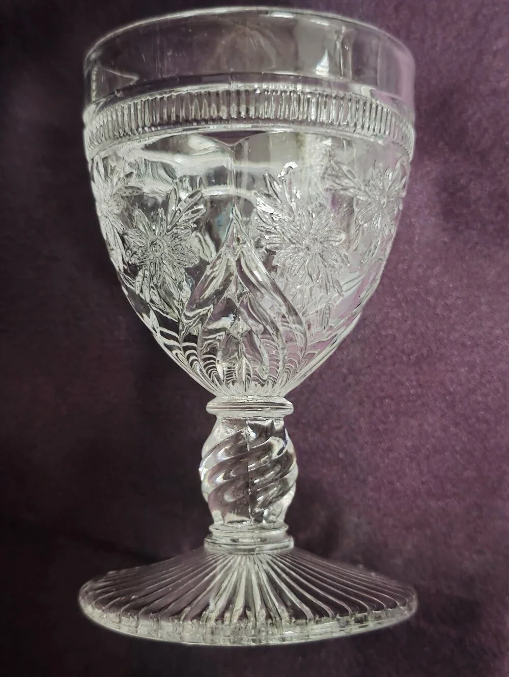 Lot of 6 Vintage Fenton Flower Windows Clear 4” Cordials